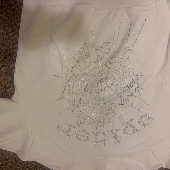 Spider hoodie White Rhinestone